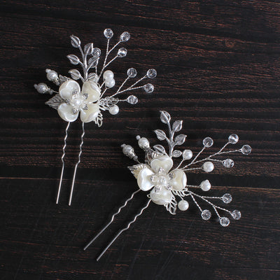 Tocado Nupcial Coreano con Perlas, Flores y Hojas - Image 10