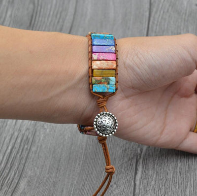 Pulsera Chakra de Piedras Naturales - Tejida en Cuero con Cuentas Multicolor - Image 8