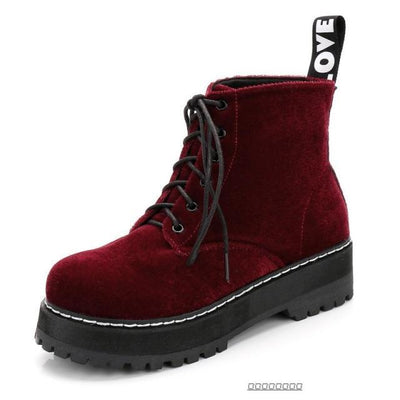 Botas Vintage de Terciopelo con Tiras - Botines Martin de Tacón Grueso - Image 8