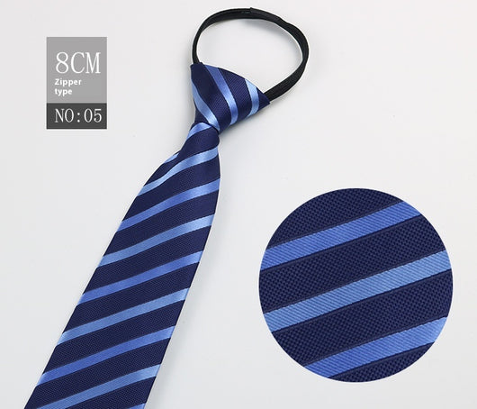 Corbata Negra Rayada Azul con Cierre Rápido - Corbata Ejecutiva Lazy Zip - Image 106