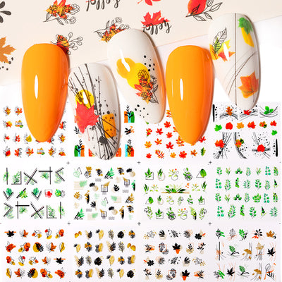 Calcomanías de Arte para Uñas con Diseños de Hojas y Caracteres - Image 3