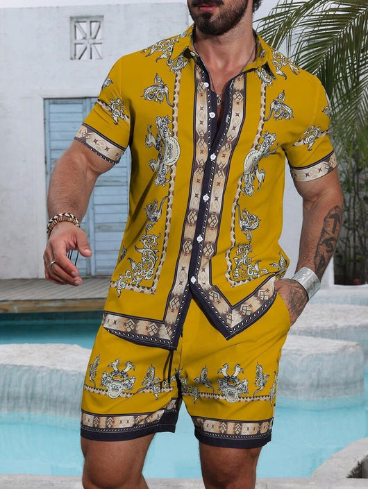 Conjunto Hombre Impresión 3D - Camisa y Shorts Holgados - Image 33