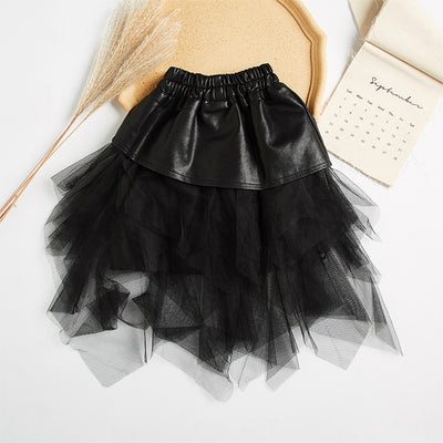 Falda de Cuero PU y Tul para Niñas Grandes - Diseño Moderno y Cómodo - Image 5