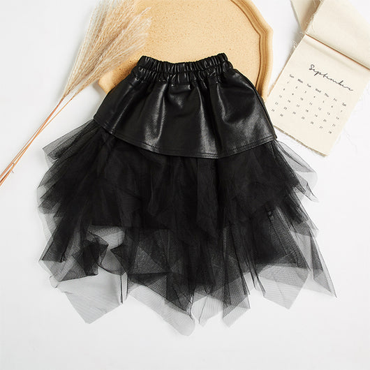 Falda de Cuero PU y Tul para Niñas Grandes - Diseño Moderno y Cómodo - Image 5