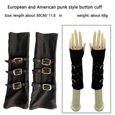 Guantes Punk Kunoichi Dedos Libres Negro Intenso - Image 2