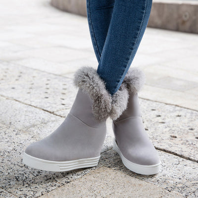 Botas de Nieve Cortas para Mujer con Cuello de Pelaje Acolchadas - Image 6