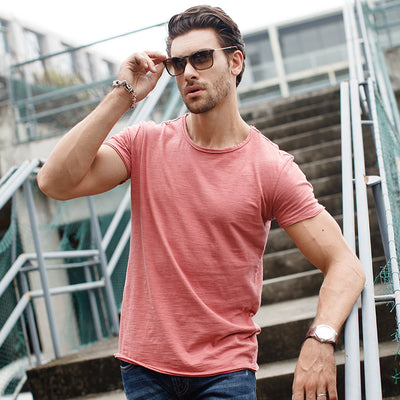 Camiseta Básica Slim Fit Cuello Redondo - Colores Lisos Primavera Verano - Image 3