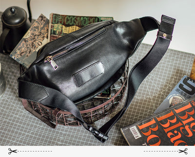 Bolsa Pectoral de Cuero Negro para Hombre - Image 4