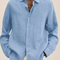 Camisa Casual de Manga Larga Color Sólido con Cuello Mao para Hombre