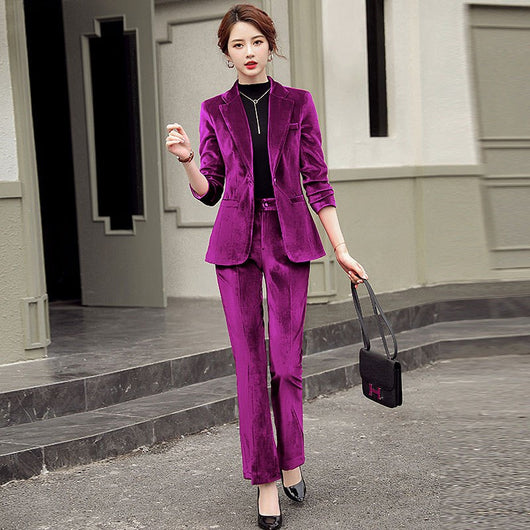 Blazer Ejecutivo Terciopelo Dorado para Mujer - Image 3