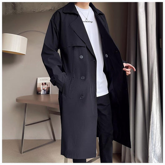 Abrigo Trench Coat Doble Botonadura Beige para Hombre - Image 8