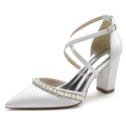 Zapatos de Tacón Cuadrado con Punta Afilada y Cristales Brillantes - Image 36