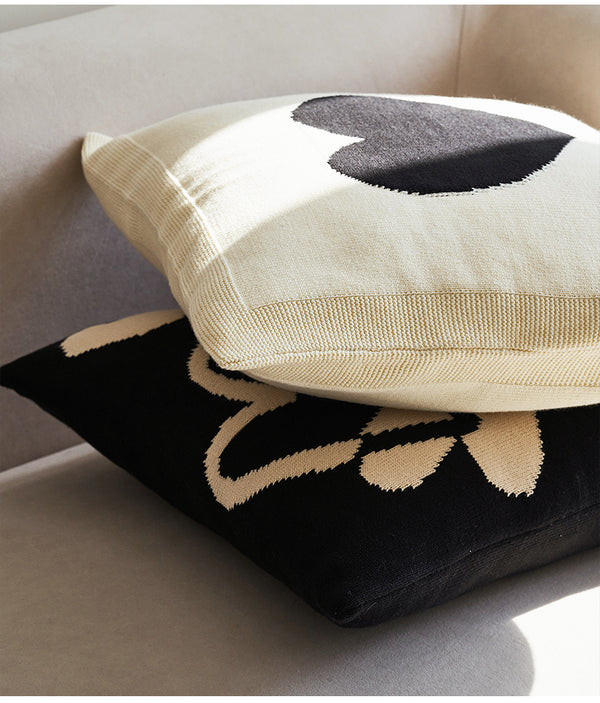 Cojín Decorativo Nórdico Blanco y Negro para Sala de Estar con Relleno