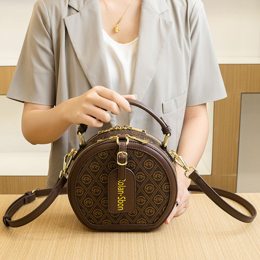 Bolso Redondo Retro Vintage - Cartera Compacta para Diario