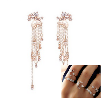 Pendientes Colgantes de Estrella con Borla Trasera - Image 7