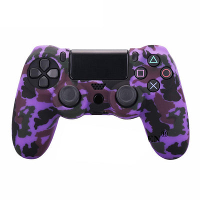 Blue silicone protective sleeve for PS4 Slim Pro controller with a vibrant graphic pattern of skulls and skeletons. - Image 23