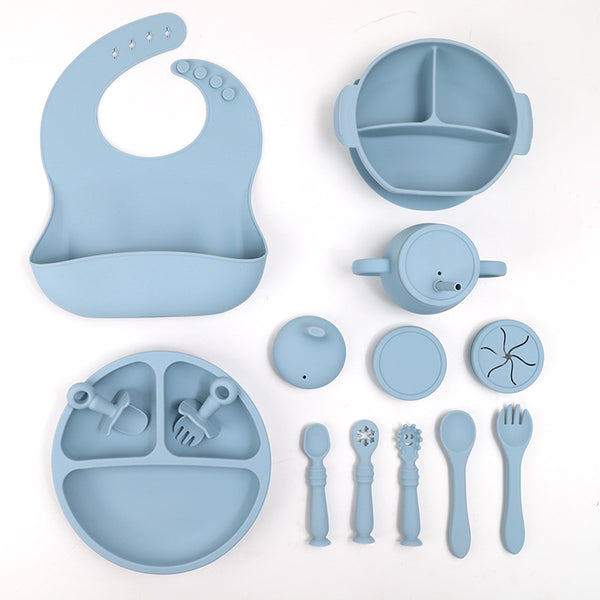 Juego de Vajilla Infantil Silicona 15 Piezas con Ventosa - Cucharas, Platos y Babero - Image 2