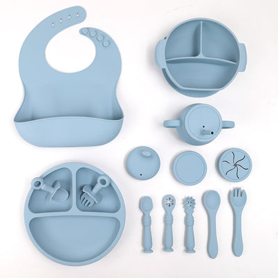 Juego de Vajilla Infantil Silicona 15 Piezas con Ventosa - Cucharas, Platos y Babero - Image 2