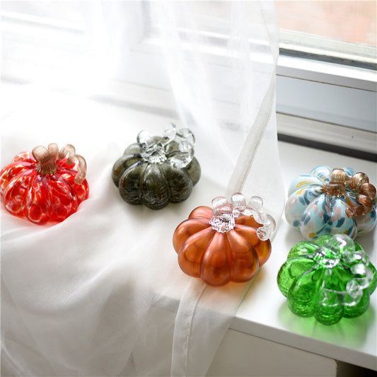 Adornos de Calabaza en Vidrio Colorido para Decoración del Hogar Estilo Americano