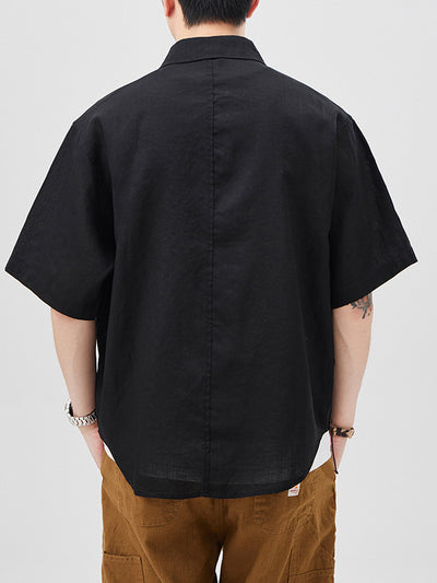Camisa de Lino Manga Corta para Hombre - Estilo Moderno - Image 13