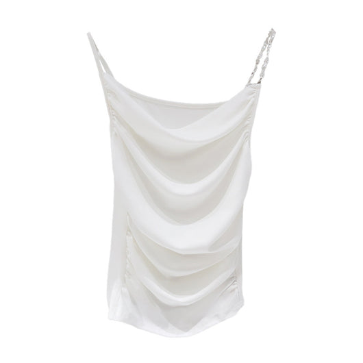 Vestido Camisero Plisado con Perlas y Tirantes Finos - Estilo Coreano - Image 4