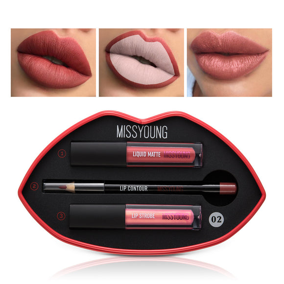 Set de Lápiz Labial Gloss Perlado Mate para Mujer