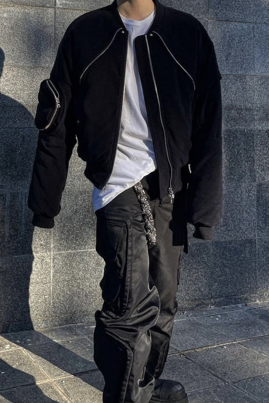 Chaqueta de Algodón con Bolsillos de Terciopelo y Cierre - Image 3