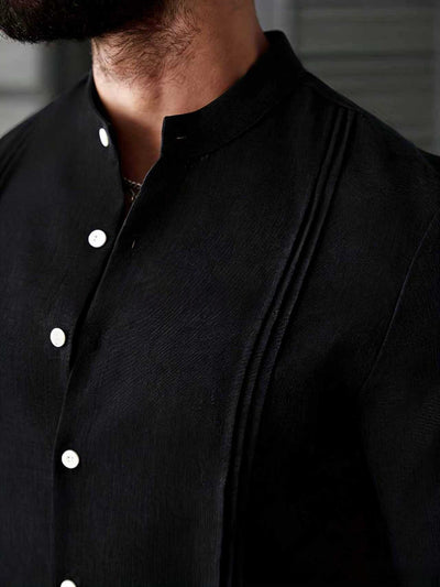 Camisa Manga Larga Cuello Mao Entallada Hombre - Image 8