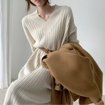 Vestido Base Suéter Midi para Mujer - Otoño e Invierno