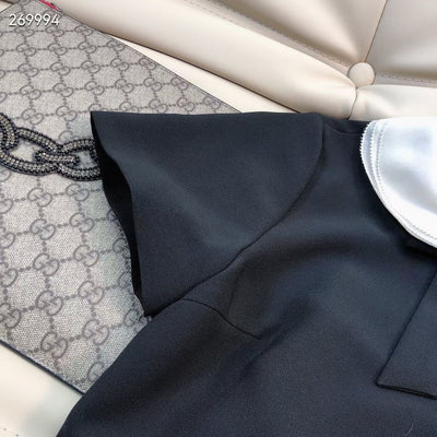 Vestido A-Línea con Cuello de Solapa Contrastado y Detalle de Moño - Image 4