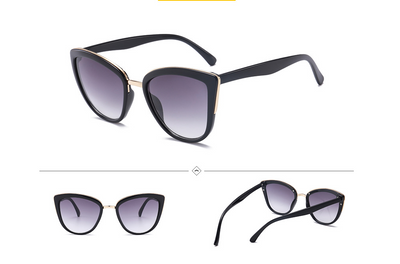 Female cat-eye sunglasses with clear marbled plastic frames, pink mirrored lenses, and gold-tone accents. - Image 4