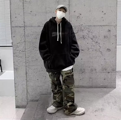 Sudadera con Capucha Forrada en Fleece Estilo Americano para Otoño e Invierno - Image 3