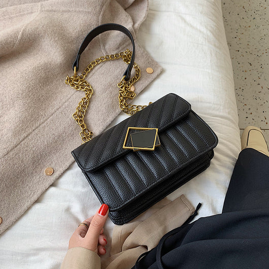 Bolso Cuadrado Pequeño con Cadena de Hombro - Image 7
