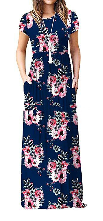Vestido Largo Suelto Estampado Manga Corta Cuello Redondo para Mujer - Image 26