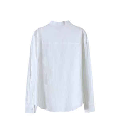 Camisa de Lino Suelta Manga Larga Cuello Redondo para Hombre - Image 2