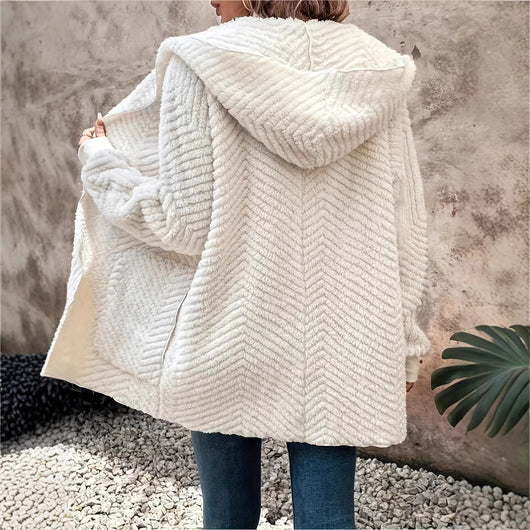 Cardigan Hooded de Terciopelo Reversible con Patrón Wave - Image 3