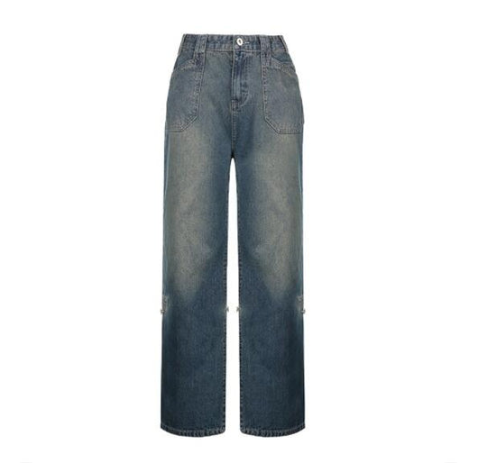 Jeans Rectos con Estrella de Cinco Puntas - Estilo Retro Net Red - Image 6