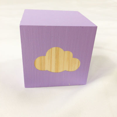 Cubo Decorativo Nórdico de Madera Maciza con Diseño de Nube - Image 3