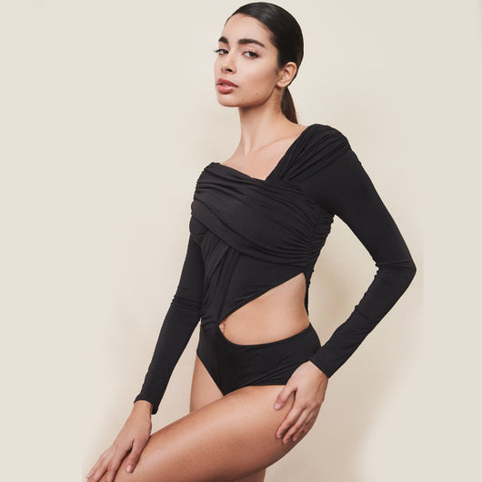 Blusa de Manga Larga con Pliegues Diagonales Estilo Europeo - Image 4