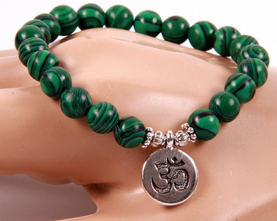 Pulsera de Malachita Natural con Buda Loto y Colgante OHM - Yoga y Meditación - Image 2