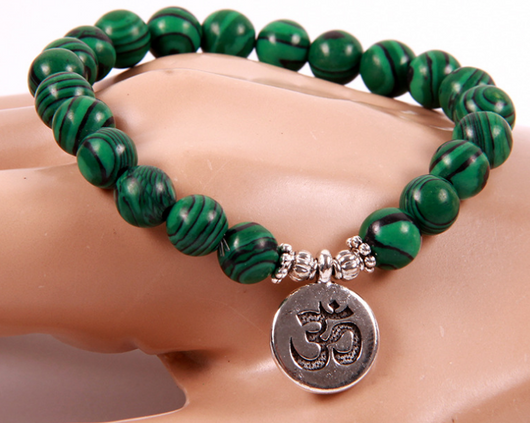 Pulsera de Malachita Natural con Buda Loto y Colgante OHM - Yoga y Meditación - Image 2