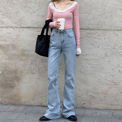 Pantalón Denim Cintura Alta Acampanado con Diseño Moderno - Image 3