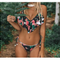 Bikini Bohemio Estampado de Hojas con Corte Asimétrico