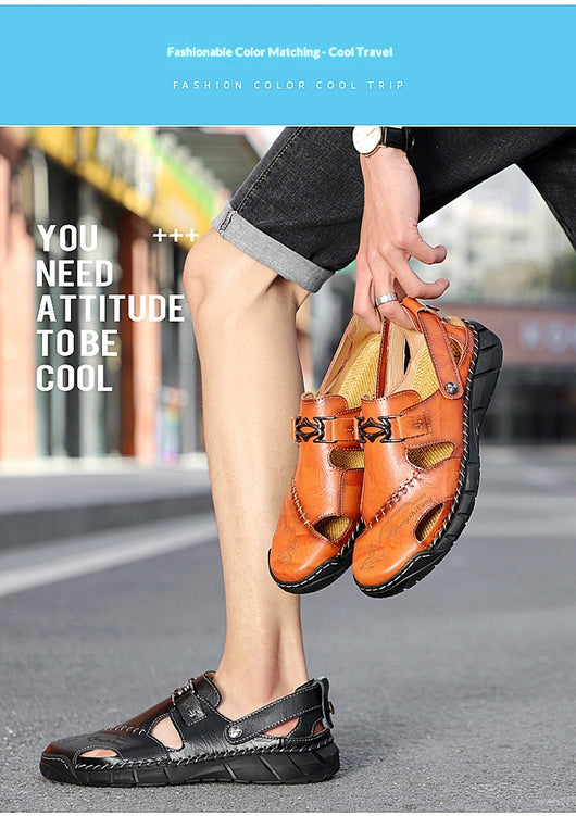 Sandalias Casuales de Cuero Genuino para Hombre - Estilo Versátil y Cómodo - Image 18
