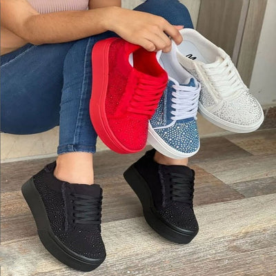 Zapatos Deportivos Talla Grande para Mujer con Plataforma Gruesa y Detalles de Cristal - Image 2