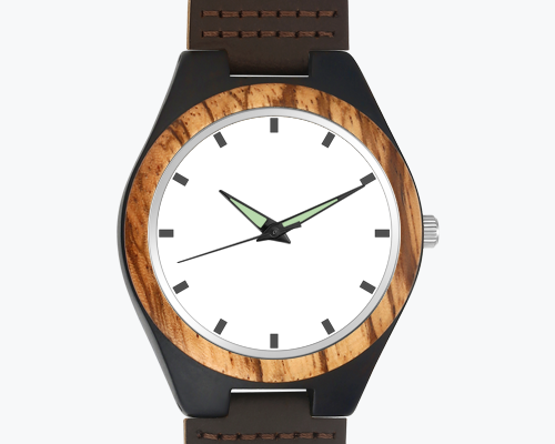 Reloj de Pulsera Personalizado en Madera con Foto y Correa de Cuero Marrón - Image 5