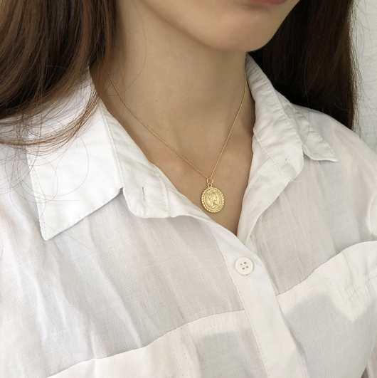 Collar Colgante de Moneda Redonda en Plata de Ley 925 Estilo Vintage - Image 6