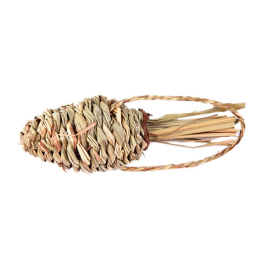 Two natural woven grass pet molars, shaped like carrots, with bundled grass tops for small animals to chew. - Image 2