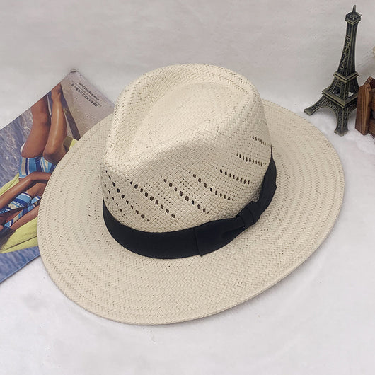 Sombrero Jazz de Paja con Cinta Rayada y Ala Plana - Image 3