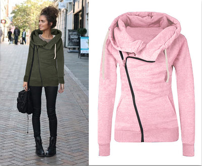 Sudadera con capucha y cierre diagonal para mujer - Image 8